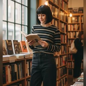 Topshop Glitter Stripe Top